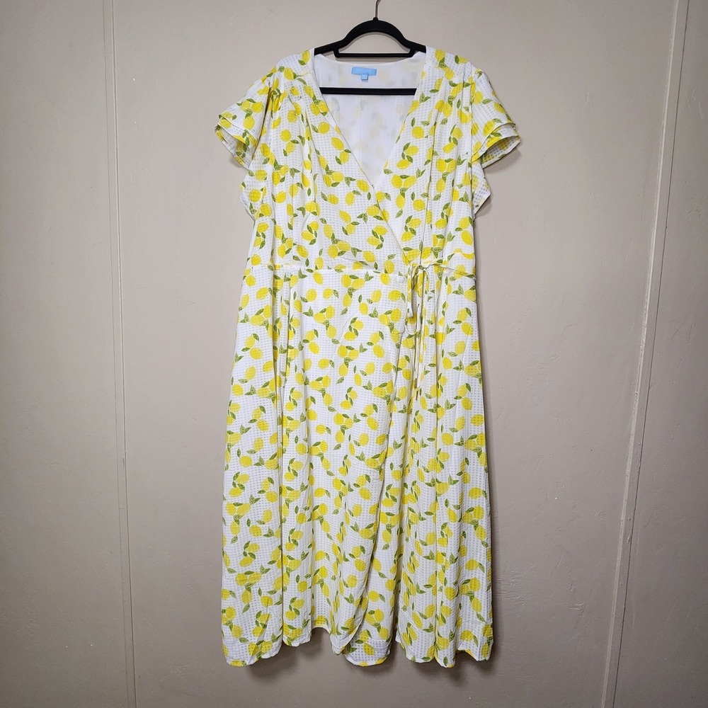 Draper James RSVP Lemon Warp Midi Dress Size Large
